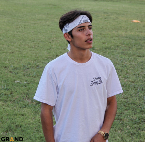 White & Black Cursive Grand T-Shirt - Grand Supply Co.
